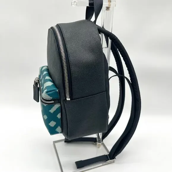 COACH NWOT Charlie Mini Wild Plaid Leather Backpack, Blue, $328 Retail - Picture 9 of 11